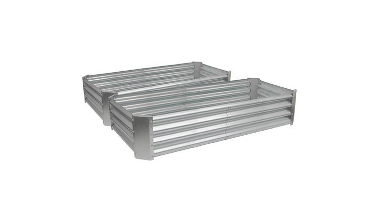 Harbour Housewares Rectangle Raised Garden Beds 180cm x 90cm Silver - Pack of 2