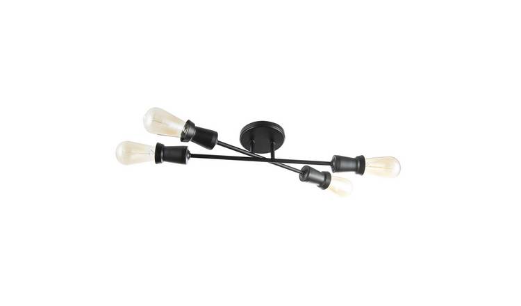 Happy Homewares Industrial Vintage Matte Black Ceiling Light - 56cm