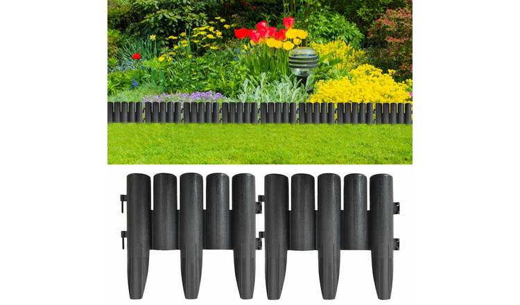 Walplus Pack of 36 PP Lawn Edgings - Anthracite - 1000 x 0.05 cm