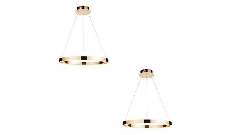 Loops Direct Set of 2 Steel and Acrylic Pendant Light - French Gold