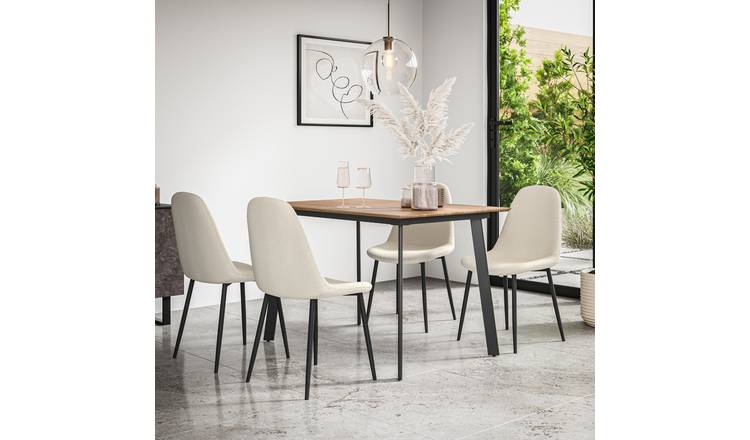 Furniture Online Haydon Maya Oak Effect Dining Table & 6 Ivory Chairs