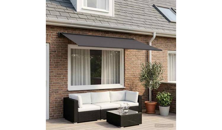 Walplus Polyester Awning Replacement Fabric - Anthracite - 450 x 300 cm