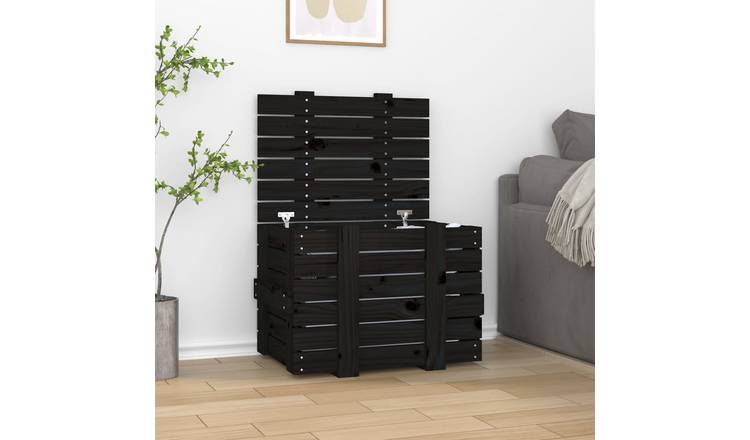 Walplus Wood Storage Box - Black - 58 x 40.5 x 42 cm