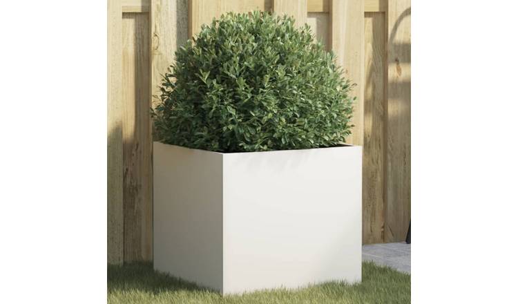 Walplus Steel Garden Planter - White - 42 x 40 x 39 cm