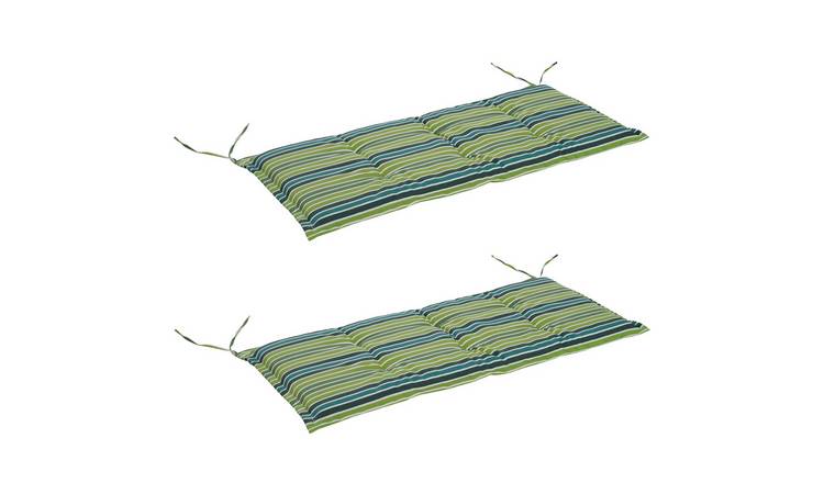 Outsunny Set of 2 Swing Chair and Bench Cushions - Green Stripe