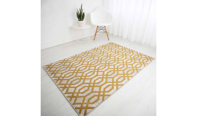 Mega Flooring Yellow Modern Geometric Rug - 80 x 150cm