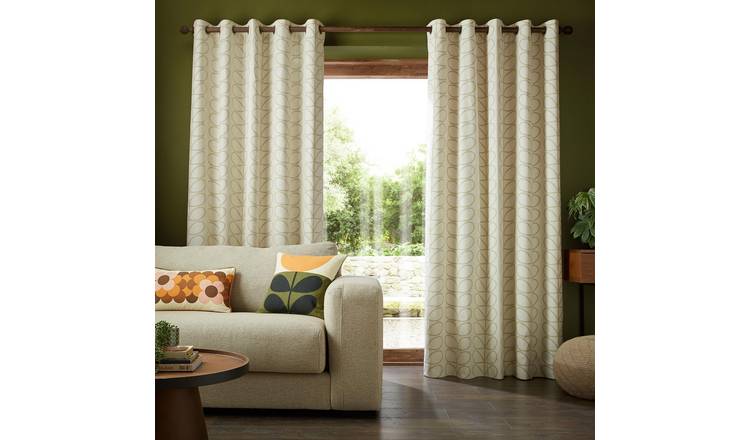 Orla Kiely Linear Stem Eyelet Curtains - Natural - 168 x 229cm