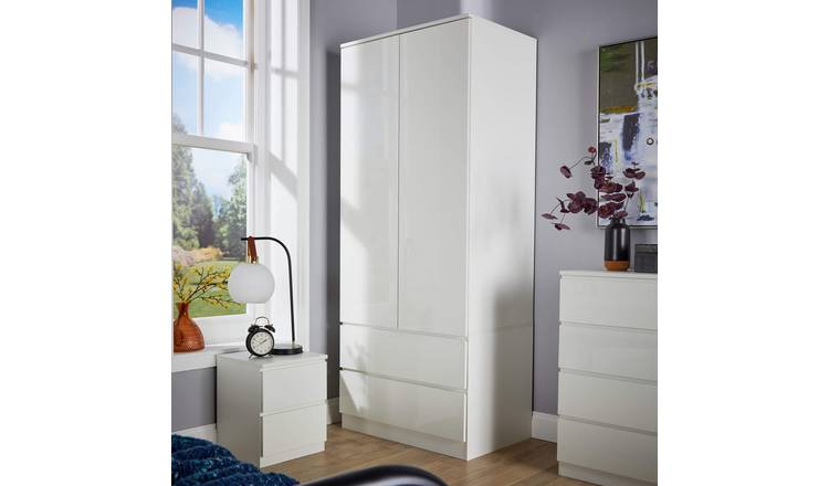 Home Source Lugano 2 Door 2 Drawer Wardrobe - White