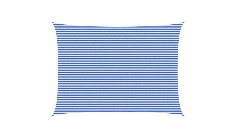 Walplus Rectangular HDPE Sun Shade Sail - Blue and White - 500 x 600 cm