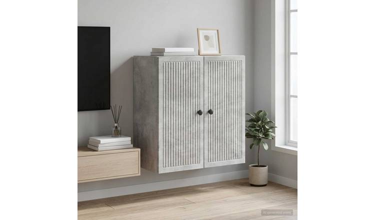 Walplus 2 Door Engineered Wood Wall Cabinet - Grey - 59 x 31 x 60 cm