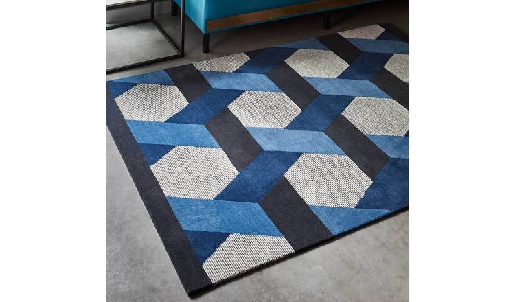 Mega Flooring Blue Modern Geometric Rug - 160 x 230cm
