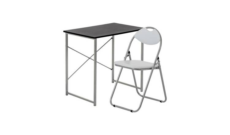 Harbour Housewares Industrial Office Desk & Chair Set - Black/White