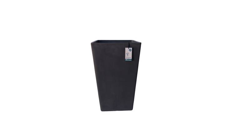 Fargro Home and Garden 34L Polystone Low Tapered Square Pot - Charcoal Black