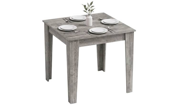 HOMCOM 4 Seater Dining Table with Wood Effect Tabletop - Grey Wood Effect