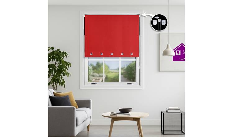 Furnished Red Blackout Roller Blind Round Eyelets - 170 x 165cm