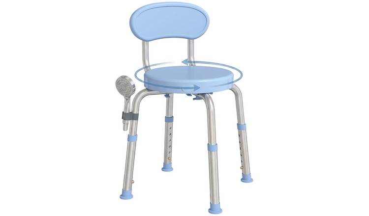HOMCOM Aluminium 360 Degrees Swivel Shower Stool with Adjustable Height