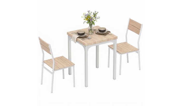 HOMCOM 3 Pieces Modern Dining Table Set - Oak Wood Effect