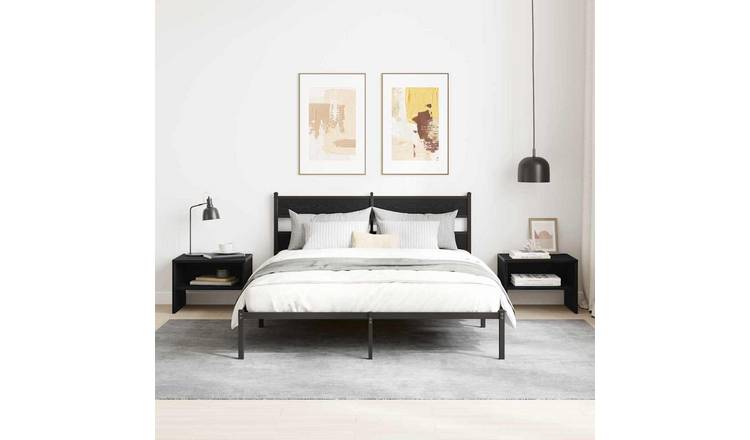 Walplus 1 Shelf Engineered Wood Bedside Cabinet - Black Oak - 40 x 30 x 30 cm