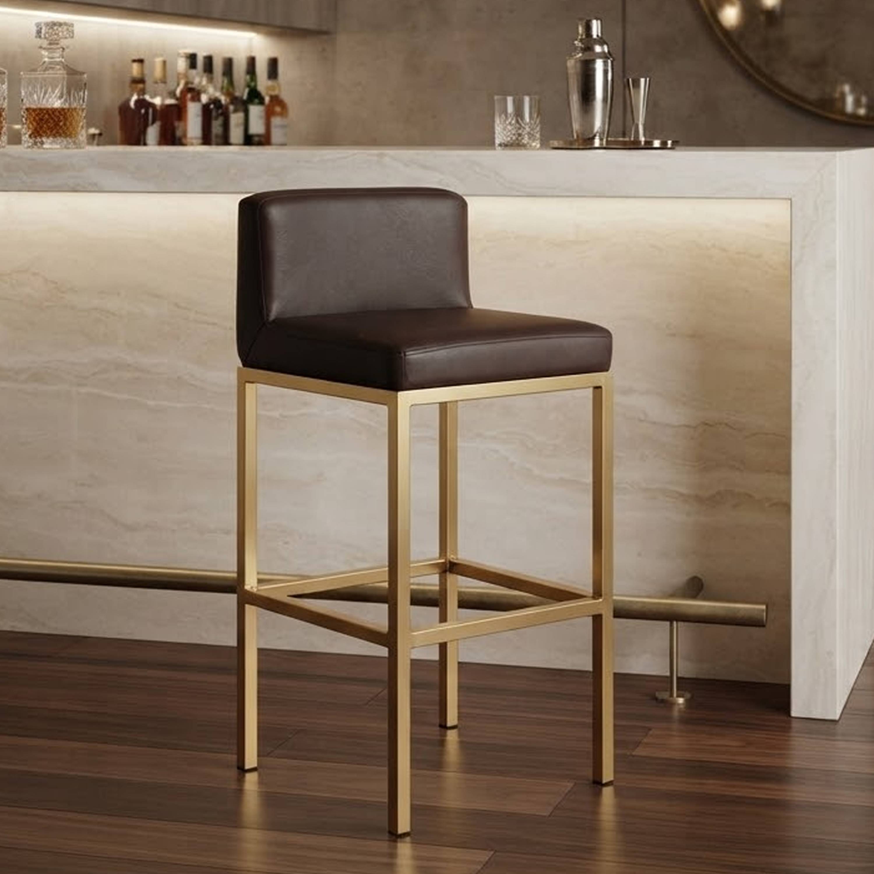 Orsina Baina Faux Leather Bar Chair – Black & Gold - Image 2
