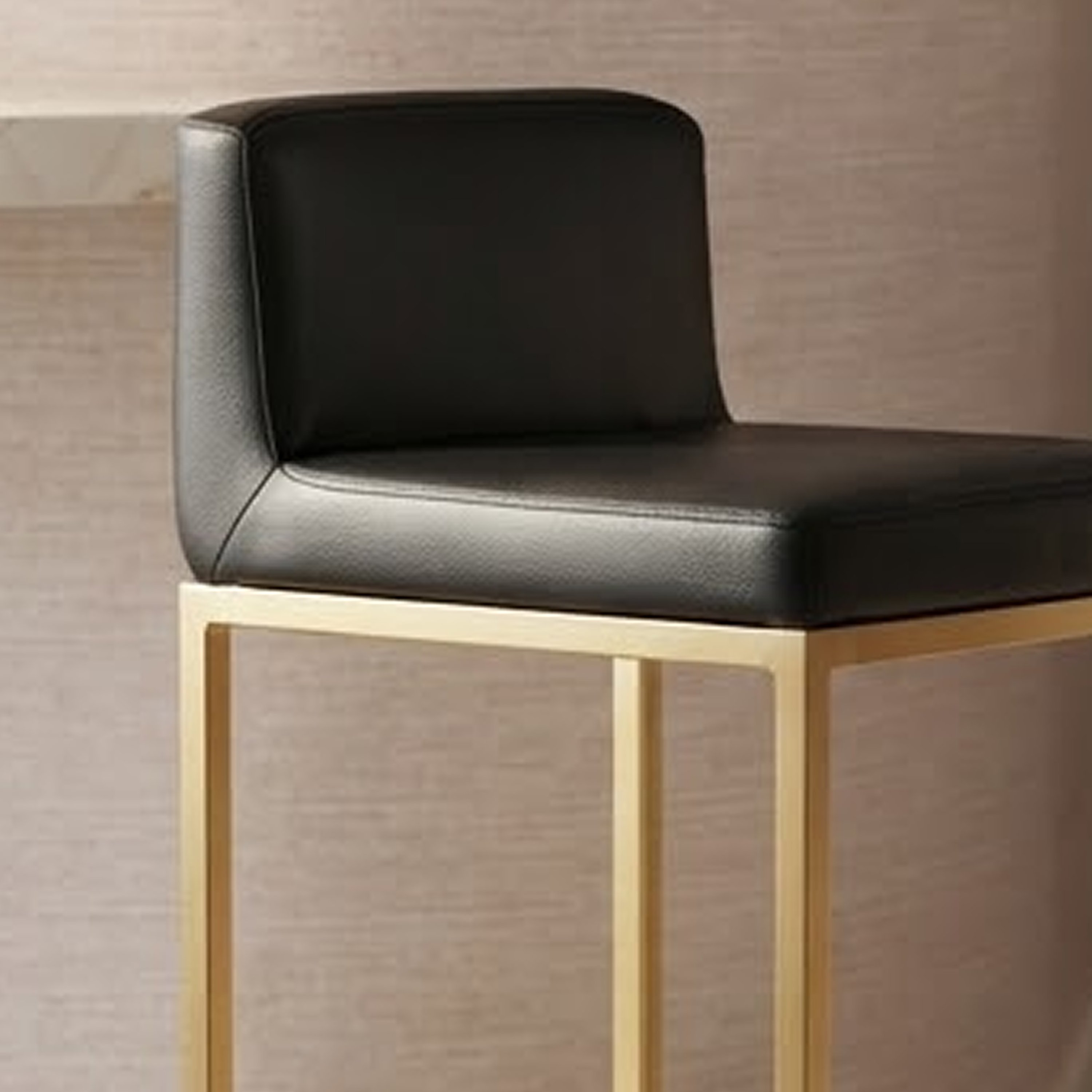 Orsina Baina Faux Leather Bar Chair – Black & Gold - Image 3