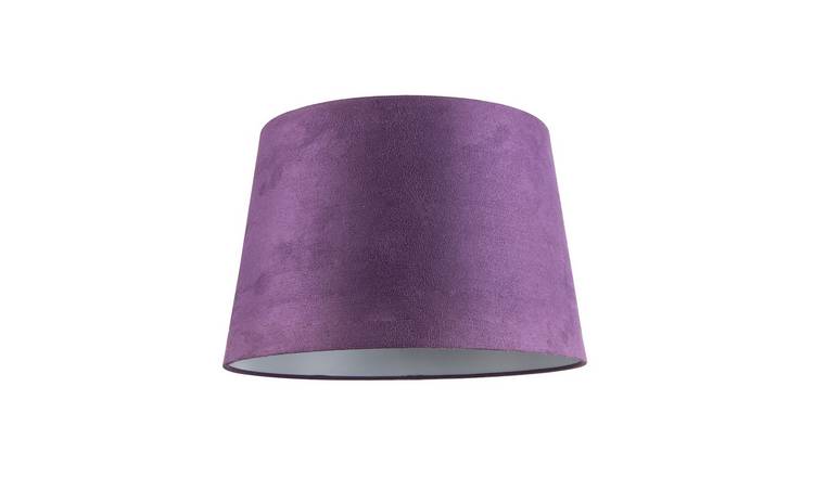 Happy Homewares Deep Purple Velvet Drum with White Cotton Inner Lampshade - 30cm