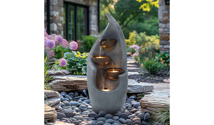 Charles Bentley Tiber Mains Powered Cascading Water Feature - Grey