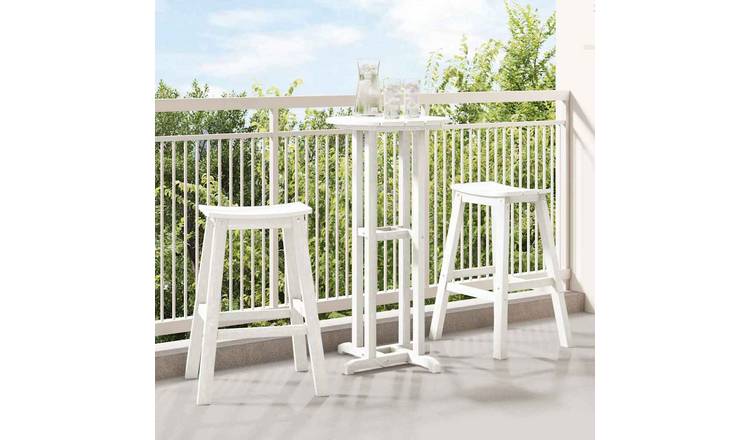Walplus 3 Piece Garden Bar Set - White - 55 x 55 x 107 cm