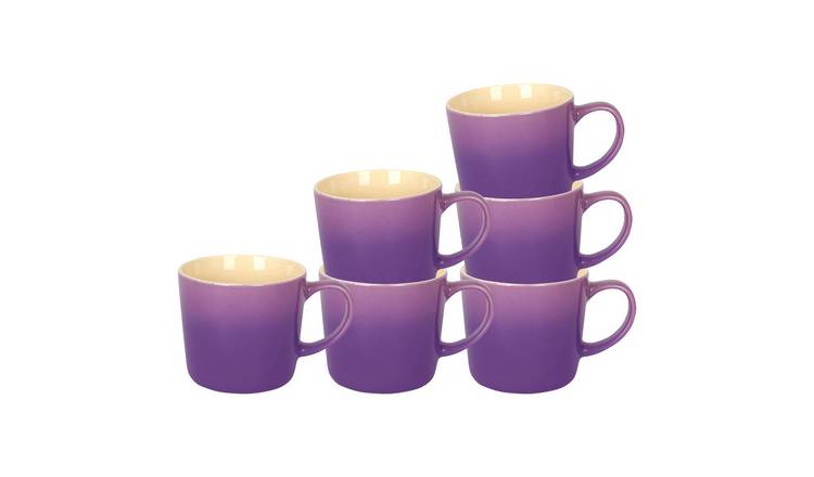 Argon Tableware 330ml New Bone China Mugs Pack of 6 - Purple Ombre