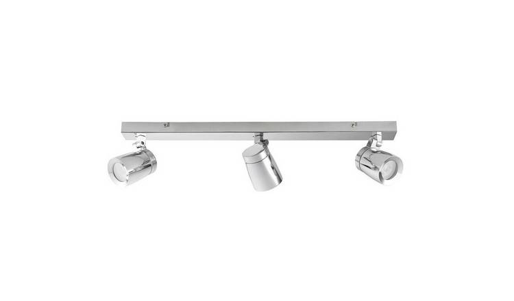Loops Direct Die Cast Aluminium Triple Ceiling Spotlight Bar - Chrome