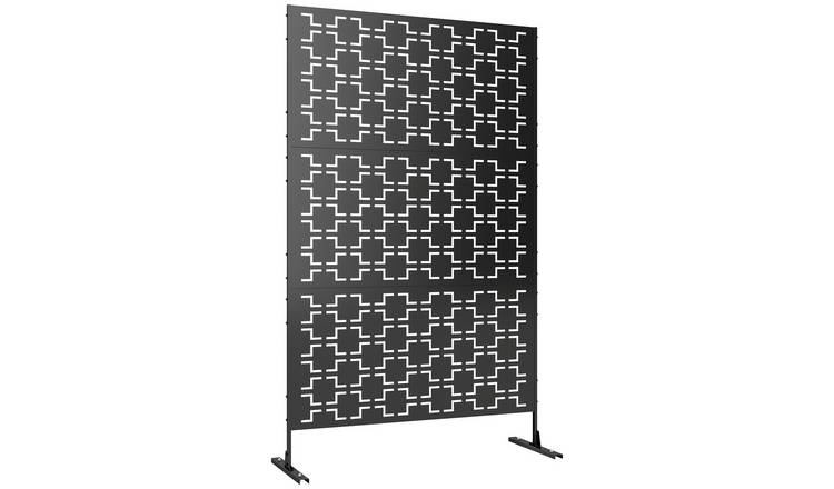 Outsunny Steel Grid Garden Privacy Screen – Black