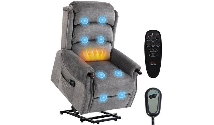 HOMCOM Power Lift Recliner Chair with Vibration Massage and Heat - Light Grey