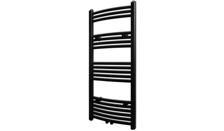 Walplus Bathroom Curved Heating Towel Rail Radiator - Black - 50 x 116 cm
