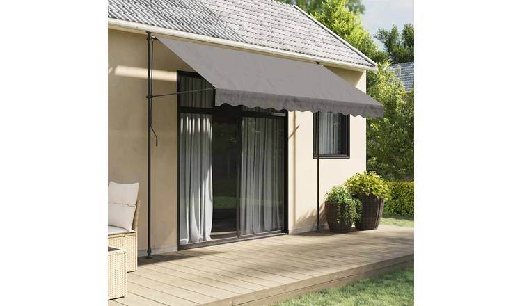 Walplus Polyester Retractable Awning - Anthracite - 300 x 150 cm