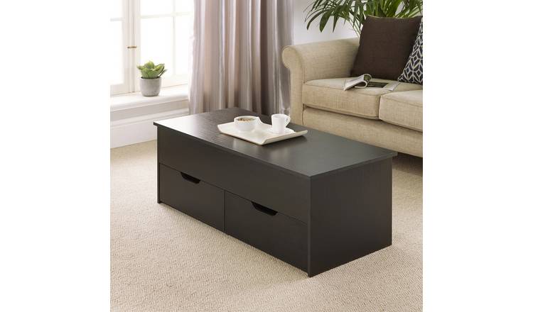 Home Source Bruges 2 Drawer Lift Up Coffee Table - Black