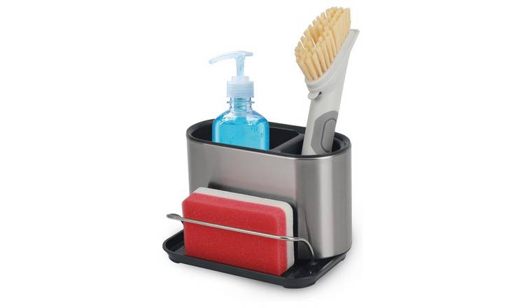 Top 3 Kitchen Sink Caddy Organiser Sponge Brush Holder - Silver