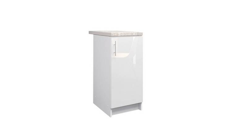 JD Greta 400mm Base Cabinet with 1 Door & Worktop - White Gloss