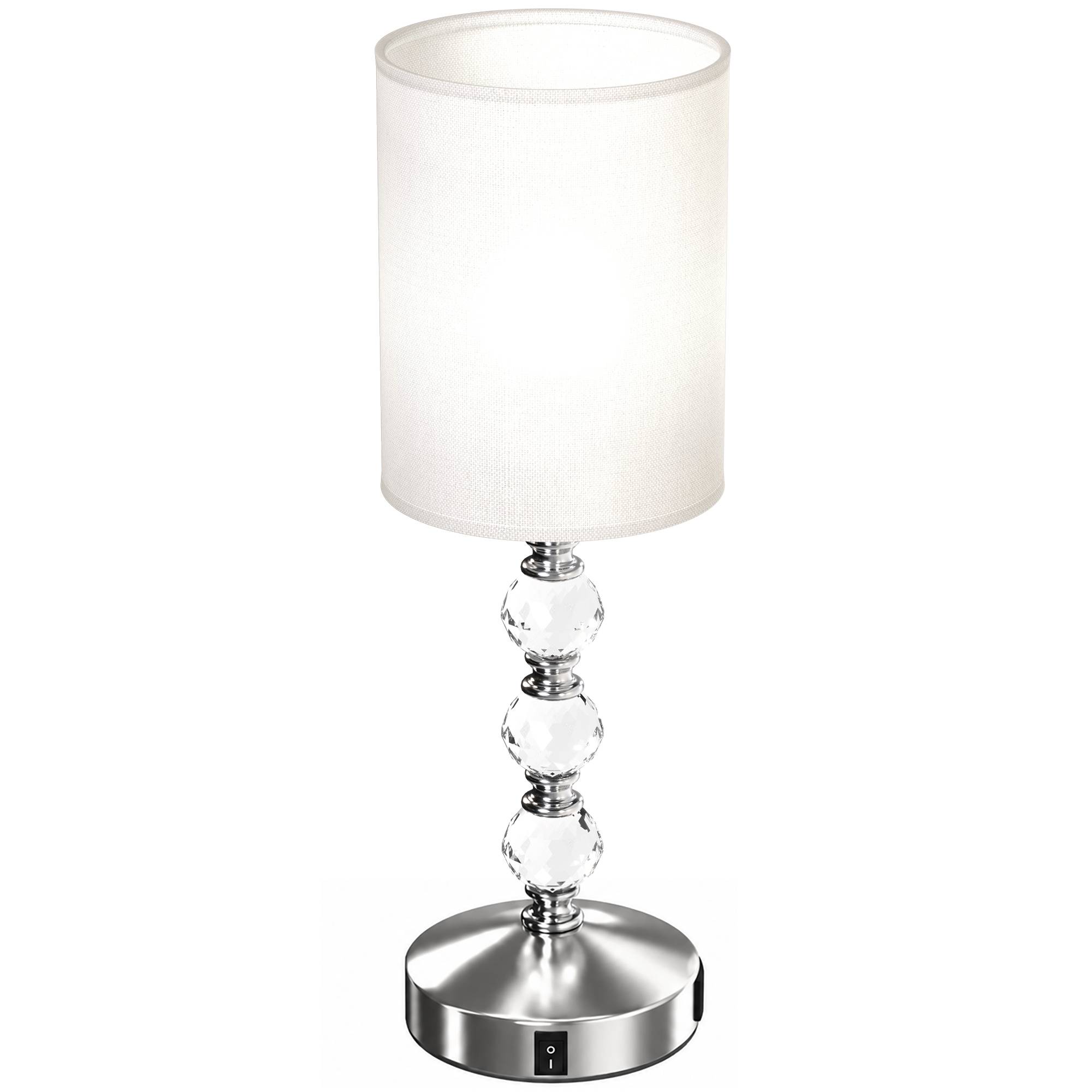 HOMCOM Crystal PVC Shade USB A and C Charging Ports Table Lamp – Silver - Image 2