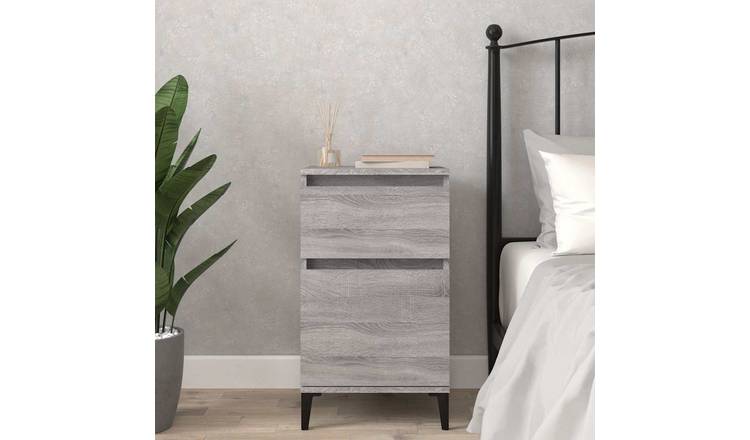 Walplus Engineered Wood Bedside Cabinet - Grey and Oak - 40 x 35 x 70 cm