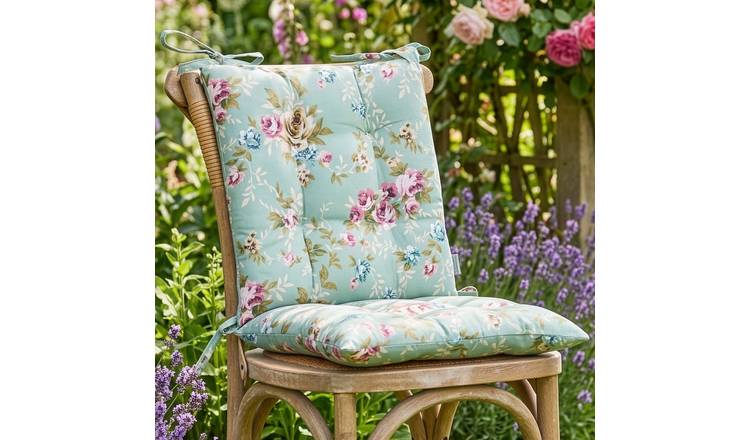 Dibor Set of 4 Floral Outdoor Garden Chair Cushion Seat Pads - Green