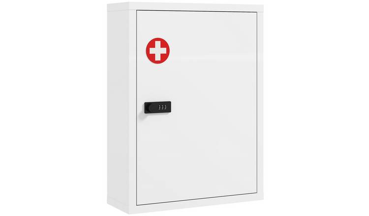 HOMCOM Combination Lock Wall Mount Medicine Cabinet - White