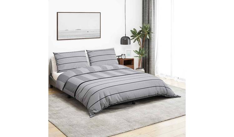 Walplus Lining Cotton Duvet Cover Set - Grey and Black - 65 x 65 cm