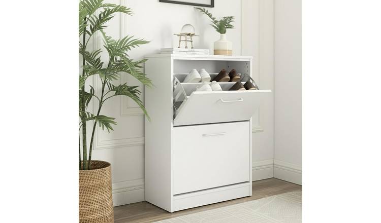 Home Treats 2 Door Shoe Storage Cupboard - White