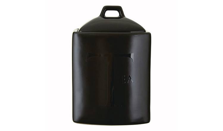 Orsina Text Stoneware Tea Canister – Black