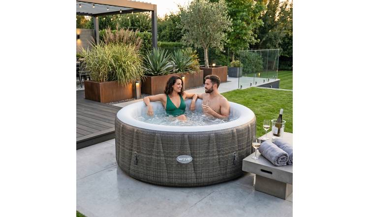 Wave Atlantic 6-Person Inflatable Hot Tub with EnergySave Bundle - Brown Rattan