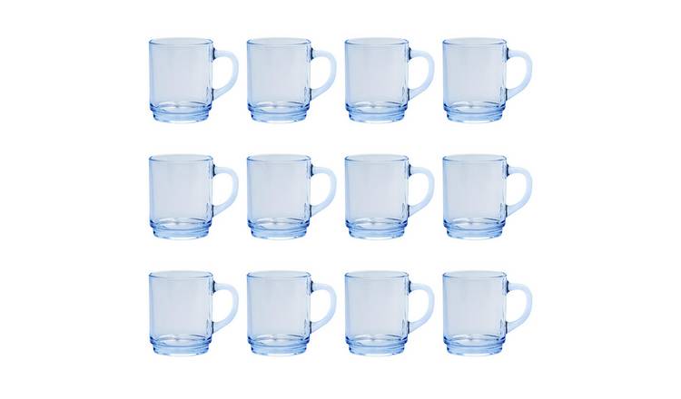 Duralex Versailles 260ml Glass Coffee Mugs Pack of 12 - Blue