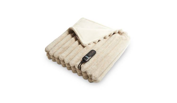 Duux Yentl Overblanket Stripped Rabbit Faux Fur - 200 x 200cm - Beige