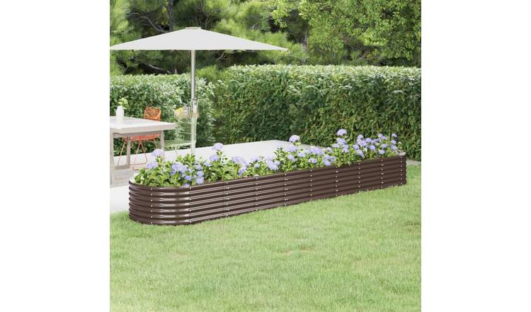 Walplus Galvanised Steel Raised Garden Bed - Brown - 368 x 80 x 36 cm