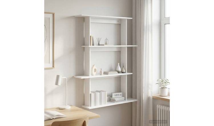 Walplus Engineered Wood Wall Shelf - White - 100 x 20 x 126 cm