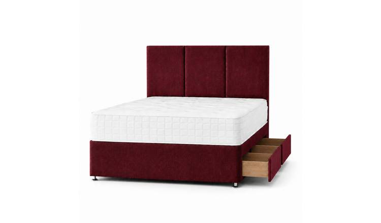Comfy Deluxe 2ft6 Small Single  2 Drawer Plush Velvet Divan Bed Set -   Burgundy