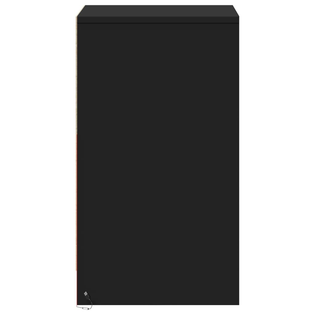Walplus LED Engineered Wood Bedside Cabinet - Black - 38 x 34 x 61 cm - Image 7